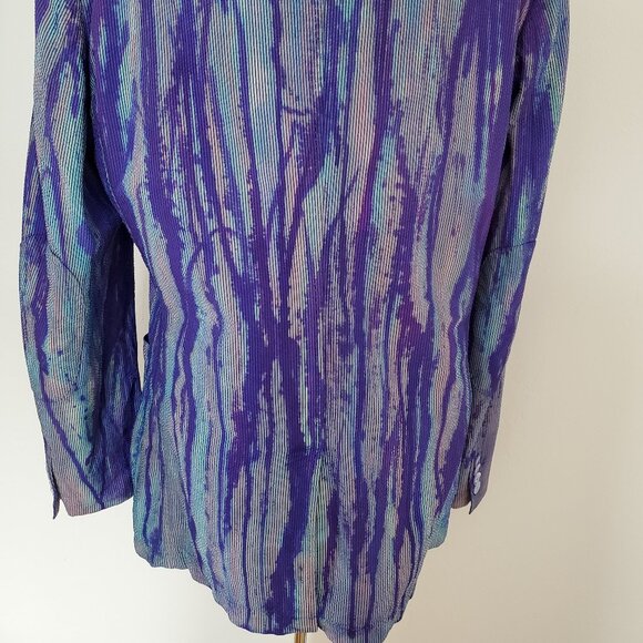 Zegna silk Sport suit Coat Blazer Black red Purple blue gray stripe 52 med large - Picture 5 of 10